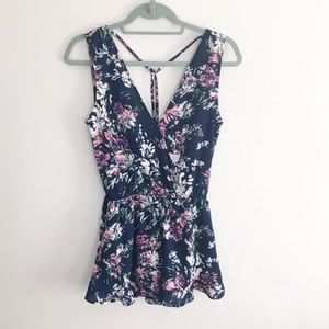 Design Lab Navy Floral Romper